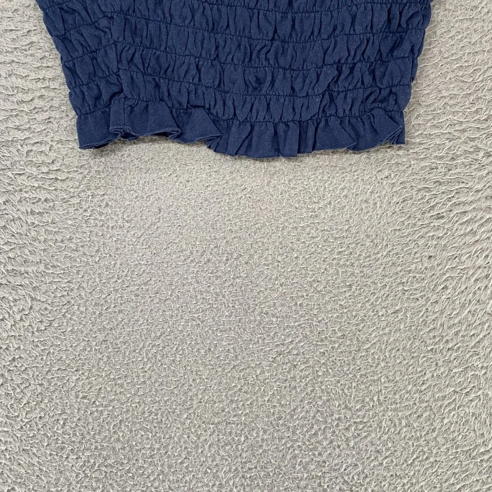 Free-est Tube Top Womens Large Smocked Crop Tank Ruffle Boho Summer FP Beach